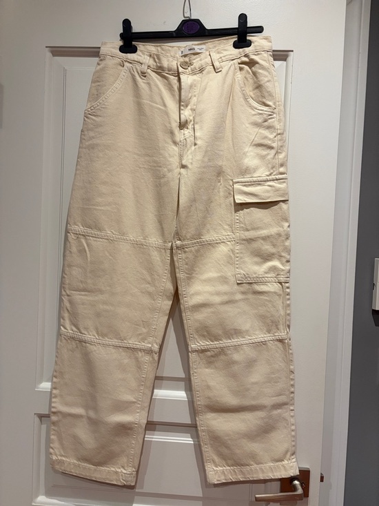 Mango Denim - Mango Cream Wide-Leg Cargo Trousers